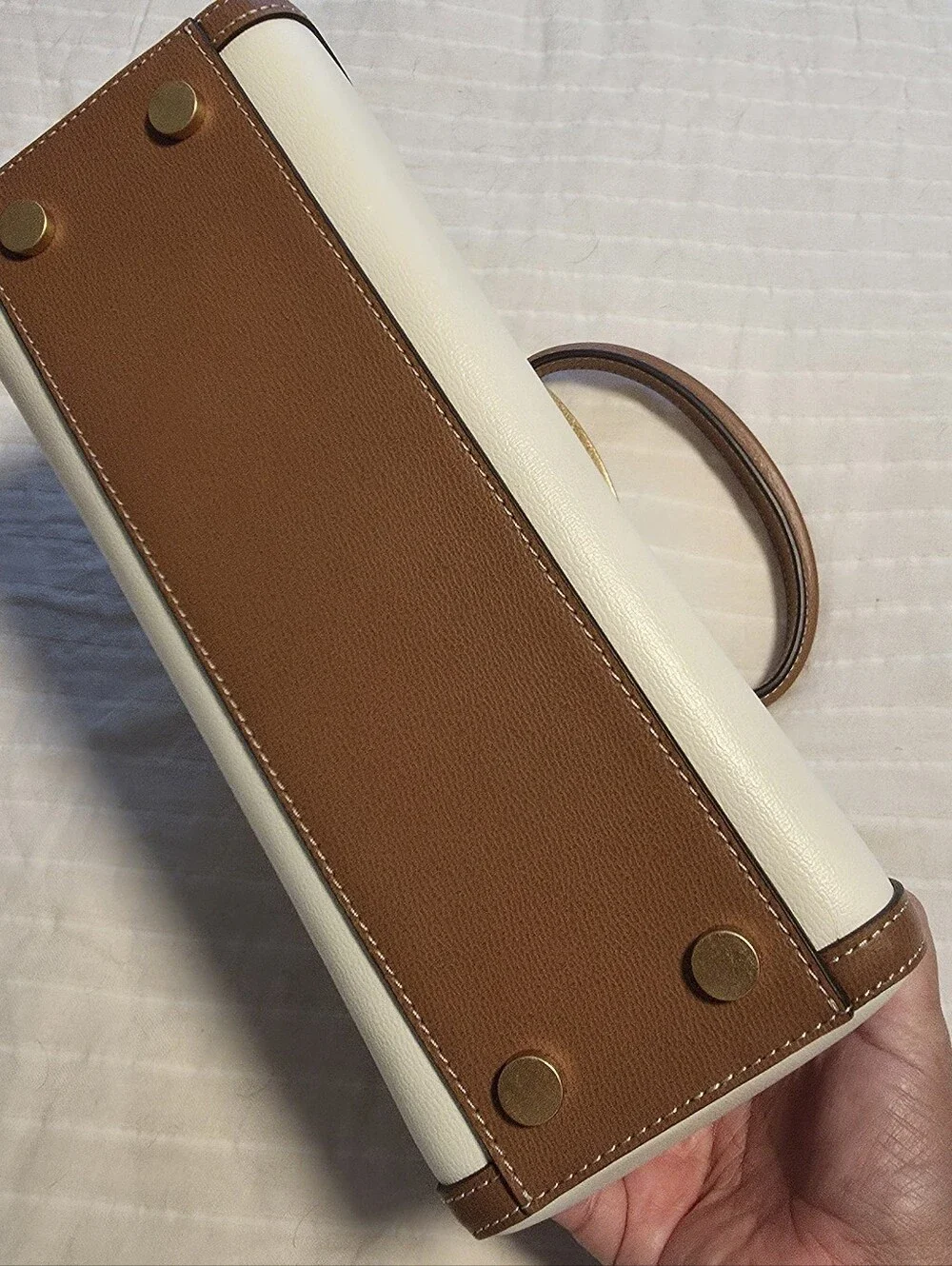 kate spade Cream and Brown Leather Top-Handle Satchel